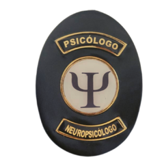 Bolachão distintivo em couro com brasão - Psicólogo neuropsicólogo
