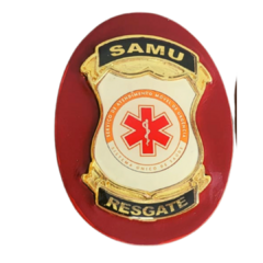 Bolachão distintivo em couro com brasão - SAMU Resgate