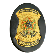 Bolachão distintivo em couro com brasão - Secretário municipal de segurança pública