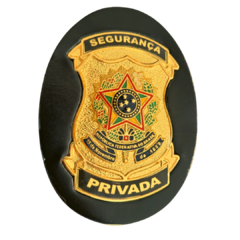 Bolachão distintivo em couro com brasão - Segurança privada
