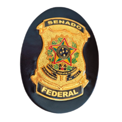Bolachão distintivo em couro com brasão - Senado Federal