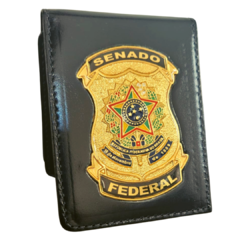 Carteira porta documentos em couro com brasão - Senado Federal