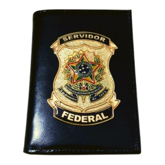 Carteira porta documentos em couro com brasão - Servidor Federal