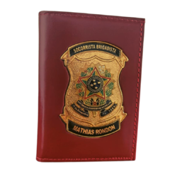 Carteira porta documentos em couro com brasão - Socorrista brigadista personalizado com nome