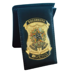 Carteira em couro com brasão - Socorrista personalizado com nome