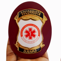 Bolachão distintivo em couro com brasão - Socorrista SAMU