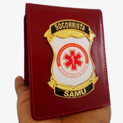 Carteira em couro com brasão - Socorrista SAMU