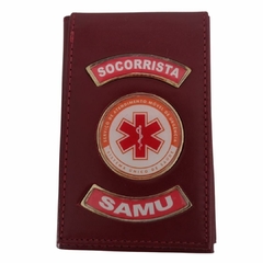 Carteira em couro com símbolo da profissão - Socorrista SAMU