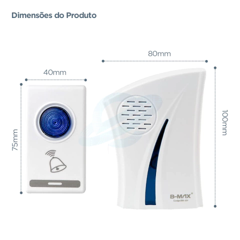 Campainha Sem Fio Elétrica 110/220V - 100m Residencial Comercial