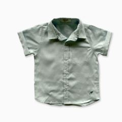 CAMISA LINHO INFANTIL MANGA CURTA AZUL BEBÊ