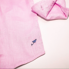 CAMISA LINHO INFANTIL ROSA CHICLETE na internet