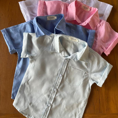 CAMISA LINHO INFANTIL MANGA CURTA AZUL BEBÊ - loja online