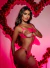 Conjunto Caliente Pink Com Sutia E Tanga Abertos Luvas Persex - comprar online