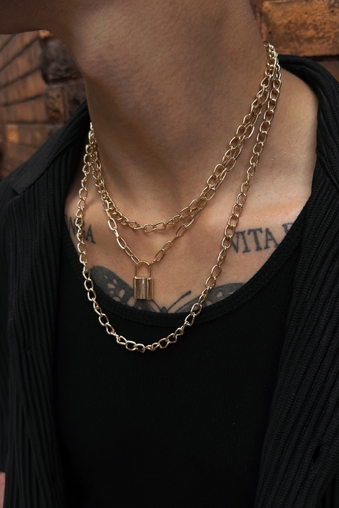Collar triple cadena Derby gold