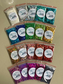 Kit Com 20 Cores De Glitter Holográfico Flocado (200 Gramas)