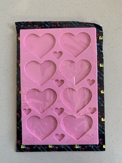 Molde para resina - paleta com apliques de coração
