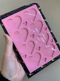 Molde para resina - paleta com apliques de coração - comprar online