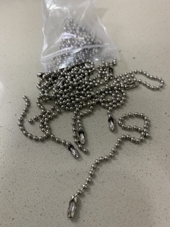 Corrente de bolinha com fecho canoa 12cm, para chaveiro