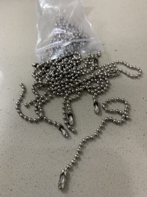 Corrente de bolinha com fecho canoa 12cm, para chaveiro