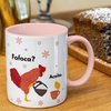 Caneca Frase Galinha: Fofoca? Aceito. - com alça e interior rosa - comprar online