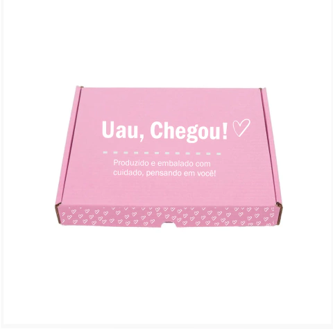 Caixa de Papelão Personalizada Frase Afetiva ( 23 x 18 x 4 ) - UAU, CHEGOU!