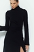Vestido Midi Gola Alta com Detalhe Lateral Preto - comprar online