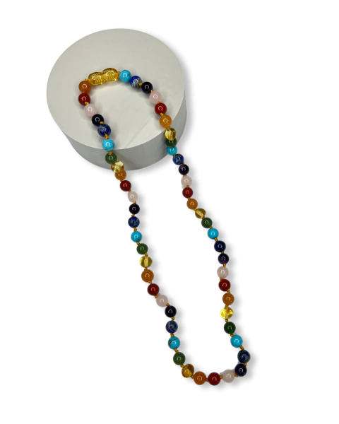 collar ámbar mix turquesa 38/45cm