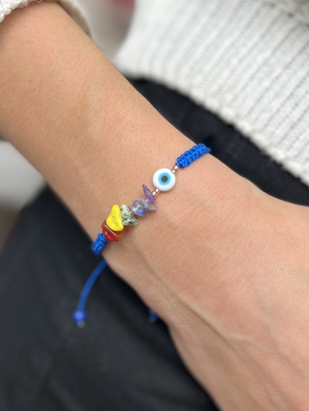 pulsera ágata chacras azul