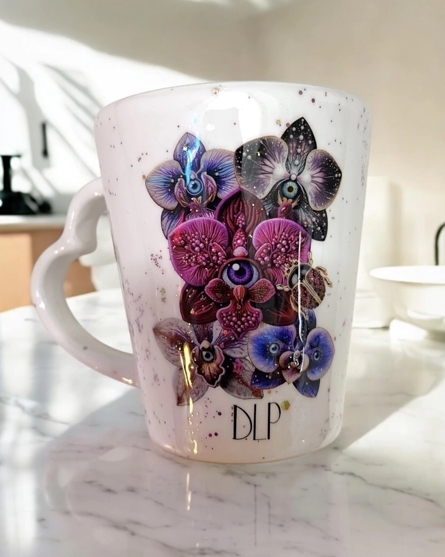 Taza Glitter Orquídeas
