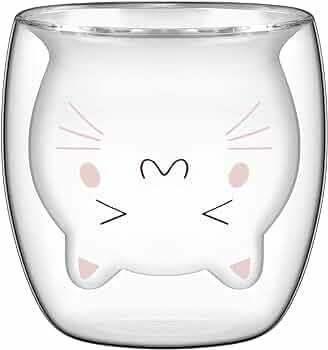 VASO DE GATO DOBLE VIDRIO SMILE ROSE 250ML