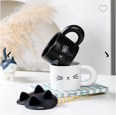 TAZA DE CERÁMICA CON TAPA DISEÑO CAT 380 ML - MR & MRS TEACUP