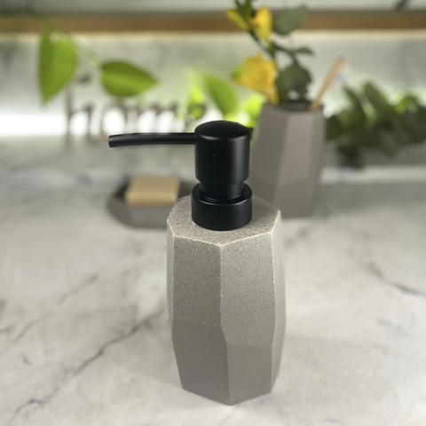 DISPENSER DE JABON GRIS SIMIL PIEDRA (LINEA GEO) C/U