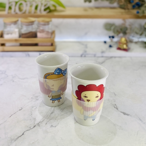 TAZA PORCELANA CON DISEÑO + FAJA SILICONA 450 ML