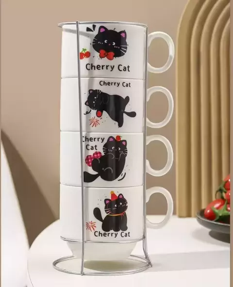 SET TAZA DE CERÁMICA APILABLE CAT