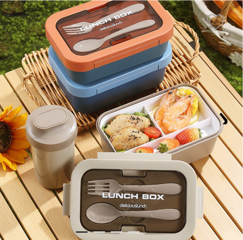 VIANDA LUNCH BOX CON DIVISIONES & CUBIERTOS DELICATE 1200 ML