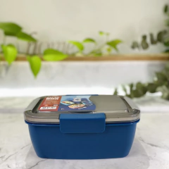 VIANDA BOX CUADRADA CON DIV Y SALSERO DIP Y CUCHARA MSURE 2000 ML - comprar online