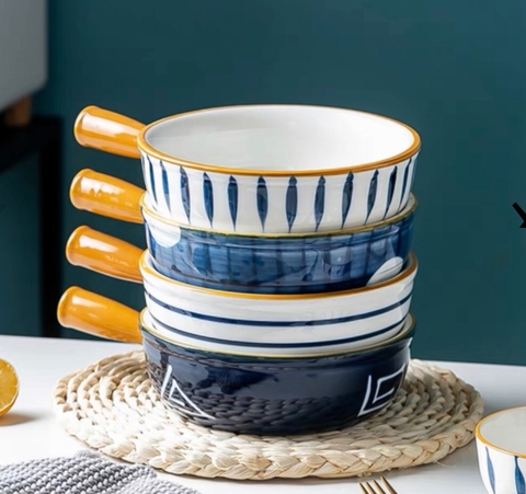 CUENCO DE CERAMICA ENSALADERA CON ASA MARRON