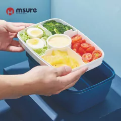 VIANDA BOX CUADRADA CON DIV Y SALSERO DIP Y CUCHARA MSURE 2000 ML - comprar online