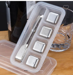 CUBO DE HIELO ACERO INOXIDABLE + PINZA 4 UN - comprar online