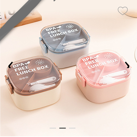 VIANDA LUNCH BOX CUBE CON DIVISIONES Y POTE PARA SALSA 1000 ML