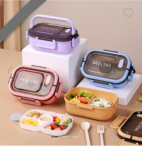 VIANDA LUNCH BOX RECTANGULAR CON CUBIERTOS 1200 ML