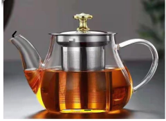 TETERA DE VIDRIO TRANSPARENTE CON FILTRO INFUSOR 600 ML