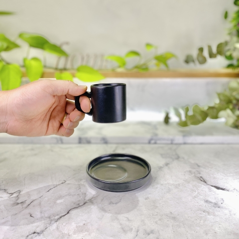 SET DE TAZA & PLATO DE CERAMICA 140 ML