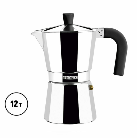 CAFETERA VITRO ITALIANA DE ALUMINIO MONIX 12 POCILLOS