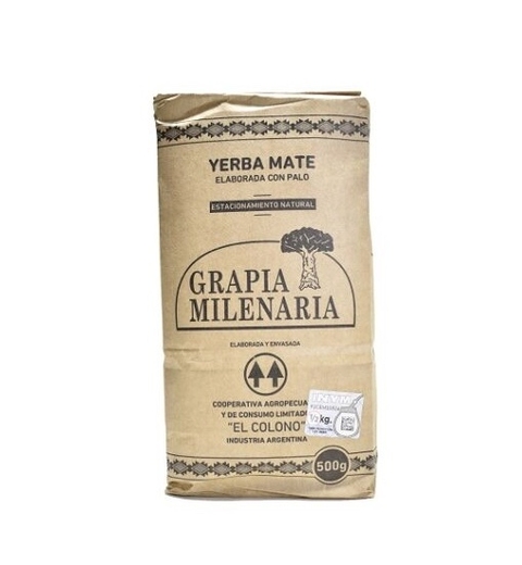 YERBA MATE ELABORADA CON PALO GRAPIA MILENARIA 500 GR