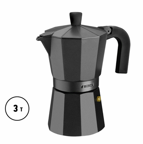 CAFETERA ITALIANA DE ALUMINIO INDUCTION NOIR MONIX 3 POCILLOS