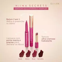 Batom Rosa Duo Perfect Match Niina Secrets 1,65g- na internet