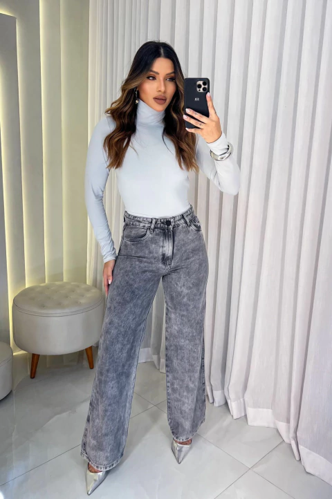 Calça Wide Leg Cinza - comprar online