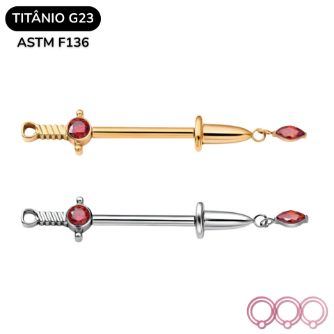 Barbell Push Pin Espada Zircônia Pingente - comprar online