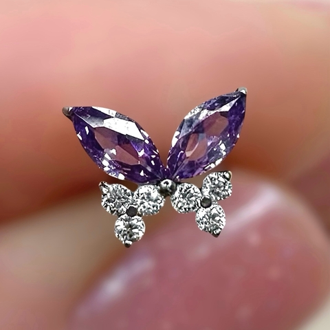 LABRET TITÂNIO BORBOLETA CLYMENA ZIRCÔNIAS - comprar online